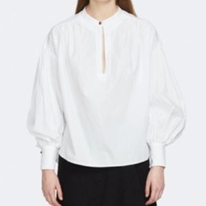 Bassike Cotton Gathered Oversized Shirt In White M/L